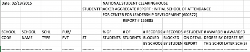 NSC Aggregate Headings