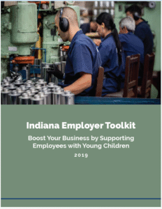 a PDF document preview of the Indiana Employer Toolkit including Employer-Sponsored Child Care