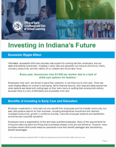 a PDF preview of the document Investing in Indiana's Future with Employer-Sponsored Child Care